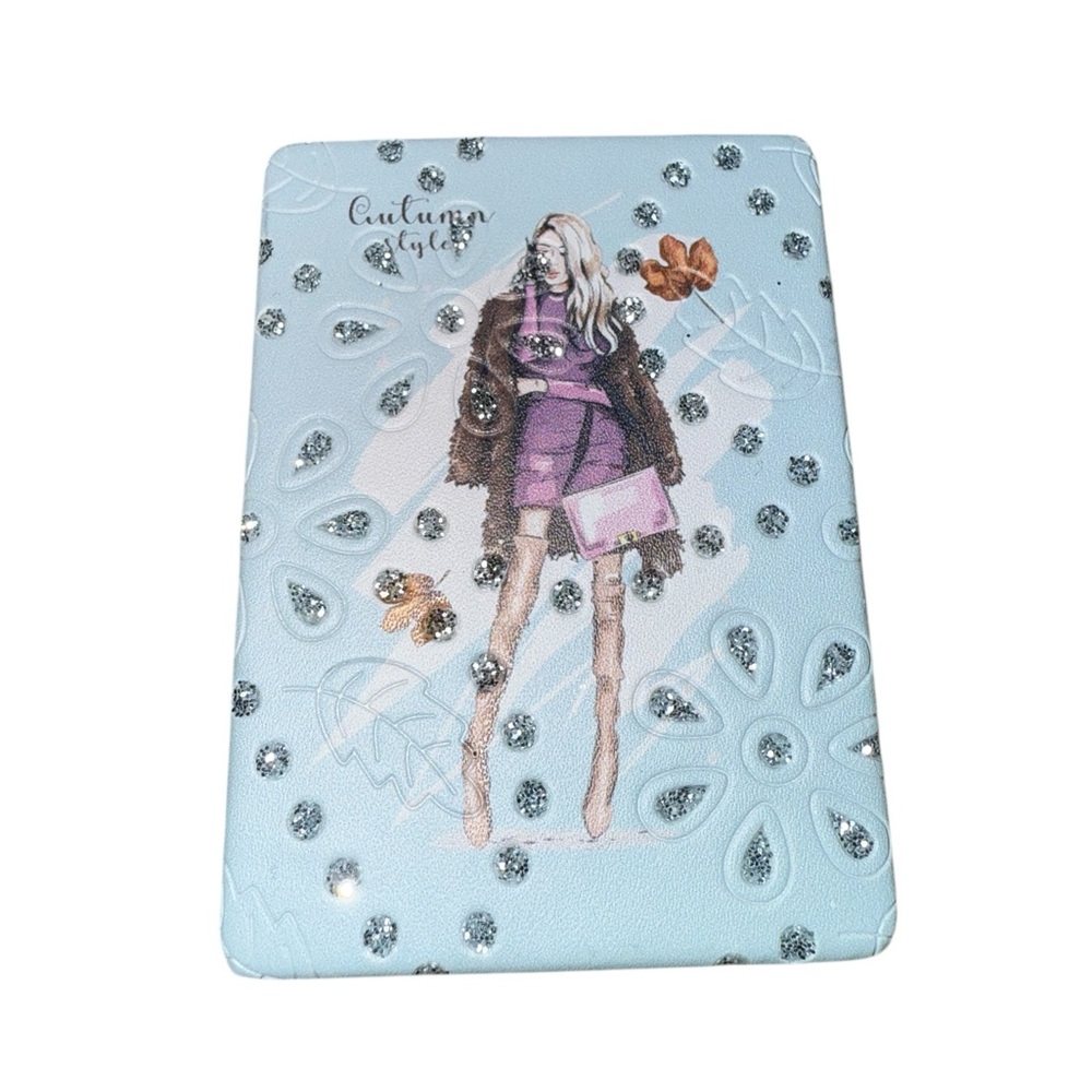 Blue Glittered Double Cosmetic Mirror